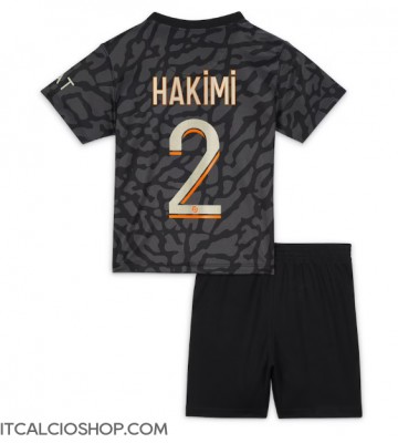 Paris Saint-Germain Achraf Hakimi #2 Terza Maglia Bambino 2023-24 Manica Corta (+ Pantaloni corti)